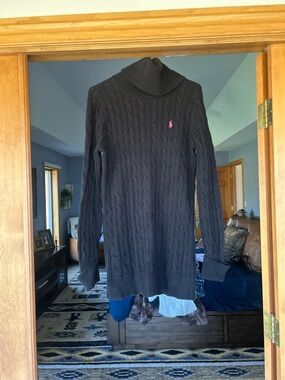 Ralph Lauren Black Cable-Knit Turtleneck Sweater dress